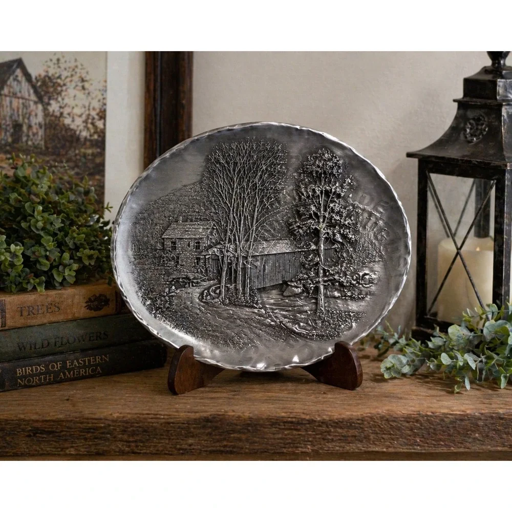 Wendell August Forge 1980 Covered‎ Bridge Metal Art Plate 7
